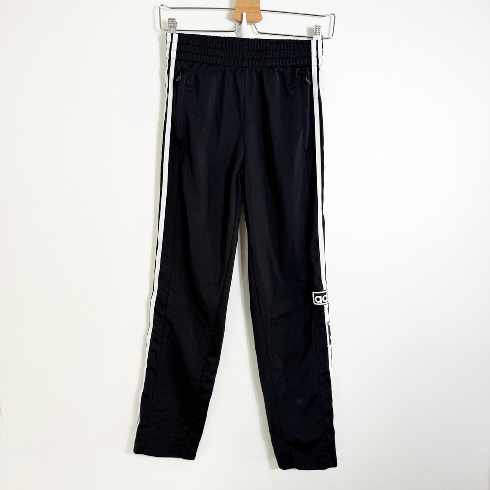 Adidas Track Pants Kids Large Black Adibreak Snap Button Three Stripe Originals